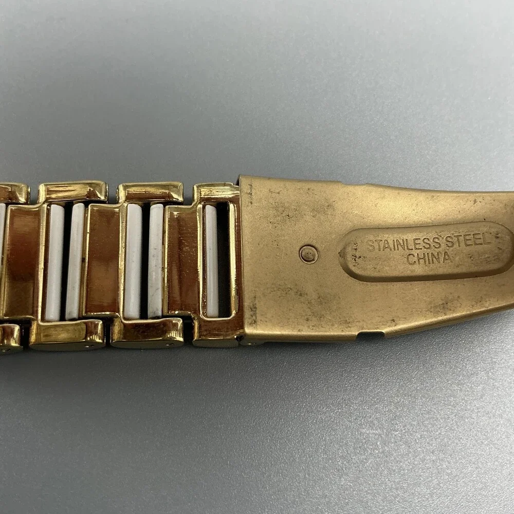 Peugeot Womens Watch 35mm Gold Tone MOP Crystal Bezel New Battery 7.25